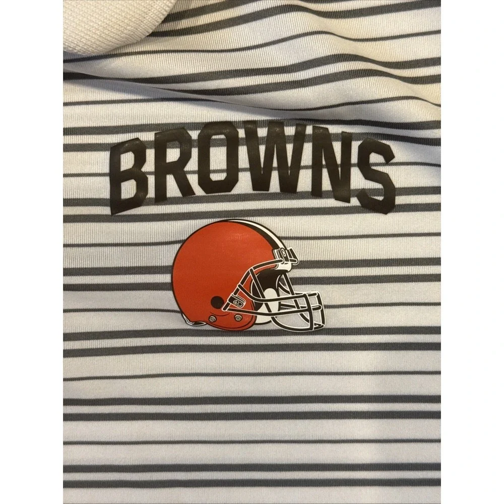 🏈 Cleveland Browns  Mens Large NFL Team Apparel Striped Polo Shirt Performance